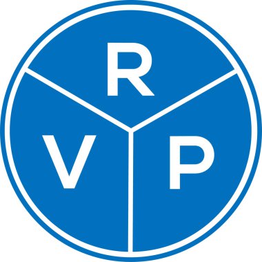 Beyaz arka planda RVP harf logosu tasarımı. RVP yaratıcı daire harfi logosu konsepti. RVP harf tasarımı.