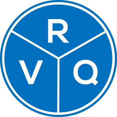 Beyaz arka planda RVQ harf logosu tasarımı. RVQ yaratıcı daire harfi logosu konsepti. RVQ harf tasarımı.