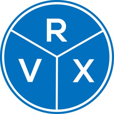Beyaz arka planda RVX harfli logo tasarımı. RVX yaratıcı daire harfi logosu konsepti. RVX harf tasarımı.