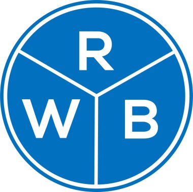 Beyaz arka planda RWB harfi logo tasarımı. RWB yaratıcı daire harfi logosu konsepti. RWB harf tasarımı.