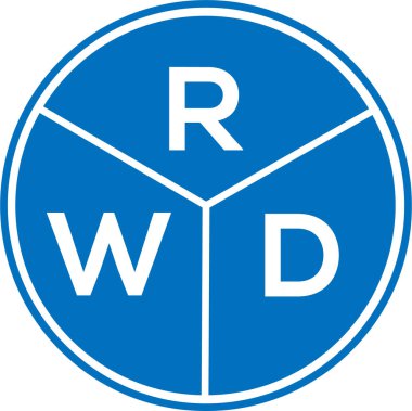 Beyaz arka planda RWD harf logosu tasarımı. RWD yaratıcı daire harfi logosu konsepti. RWD harf tasarımı.