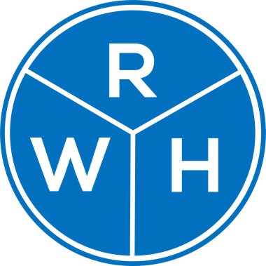 Beyaz arka planda RWH harf logosu tasarımı. RWH yaratıcı daire harfi logosu konsepti. RWH harf tasarımı.