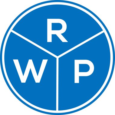 Beyaz arka planda RWP harf logosu tasarımı. RWP yaratıcı daire harfi logosu konsepti. RWP harf tasarımı.