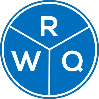 Beyaz arka planda RWQ harfi logo tasarımı. RWQ yaratıcı daire harfi logosu konsepti. RWQ harf tasarımı.