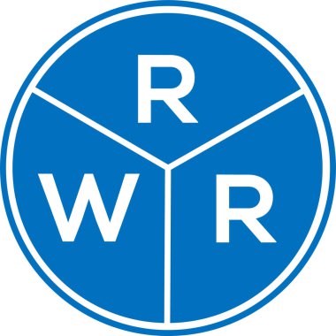 Beyaz arka planda RWR harf logosu tasarımı. RWR yaratıcı daire harfi logosu konsepti. RWR harf tasarımı.