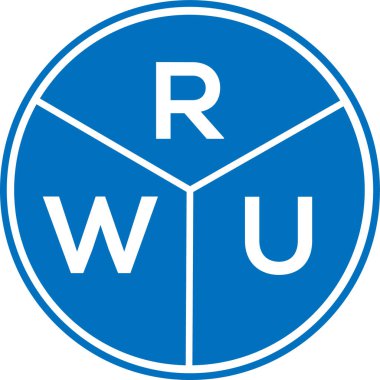 Beyaz arka planda RWU harf logosu tasarımı. RWU yaratıcı daire harfi logosu konsepti. RWU harf tasarımı.