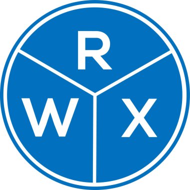Beyaz arka planda RWX harfli logo tasarımı. RWX yaratıcı daire harfi logosu konsepti. RWX harf tasarımı.