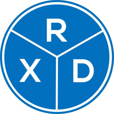 Beyaz arkaplanda RXD harf logosu tasarımı. RXD yaratıcı daire harfi logosu. RXD harf tasarımı.