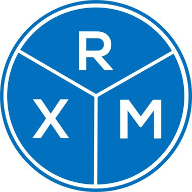 Beyaz arkaplanda RXM harf logosu tasarımı. RXM yaratıcı daire harfi logosu konsepti. RXM harf tasarımı.