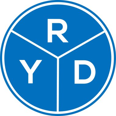 Beyaz arka planda RYD harf logosu tasarımı. RYD yaratıcı daire harfi logosu. RYD harf tasarımı.