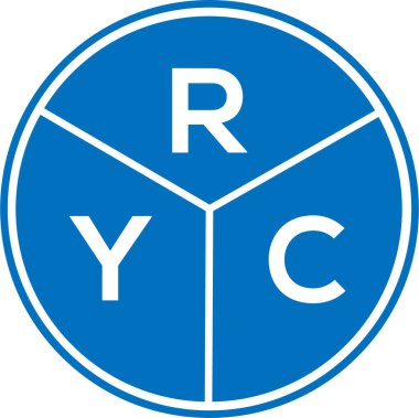 Beyaz arka planda RYC harf logosu tasarımı. RYC yaratıcı daire harfi logosu konsepti. RYC harf tasarımı.