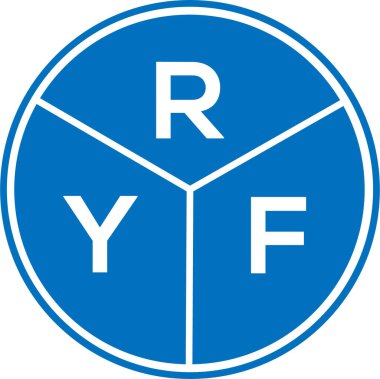 Beyaz arka planda RYF harf logosu tasarımı. RYF yaratıcı daire harfi logosu konsepti. RYF harf tasarımı.