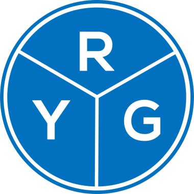 Beyaz arka planda RYG harf logosu tasarımı. RYG yaratıcı daire harfi logosu konsepti. RYG harf tasarımı.
