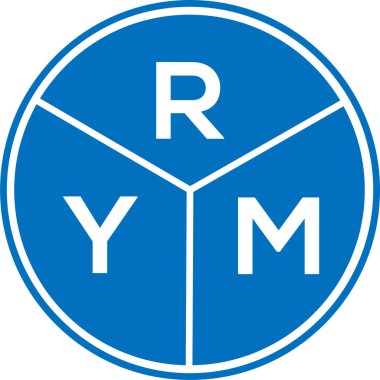 Beyaz arka planda RYM harf logosu tasarımı. RYM yaratıcı daire harfi logosu konsepti. RYM harf tasarımı.