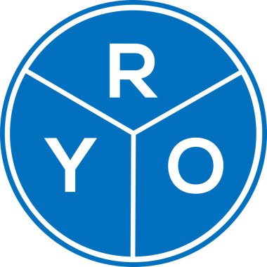 Beyaz arka planda RYO harf logosu tasarımı. RYO yaratıcı daire harfi logosu konsepti. RYO harf tasarımı.
