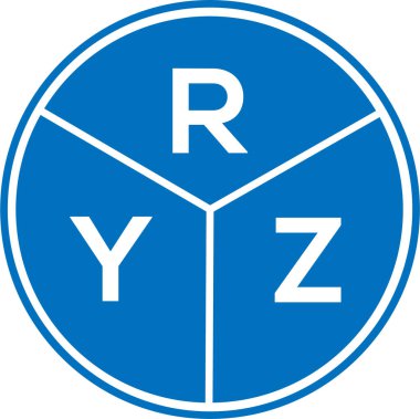 Beyaz arka planda RYZ harf logosu tasarımı. RYZ yaratıcı daire harfi logosu konsepti. RYZ harf tasarımı.