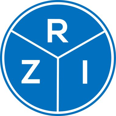 Beyaz arka planda RZI harfli logo tasarımı. RZI yaratıcı daire harfi logosu konsepti. RZI harf tasarımı.