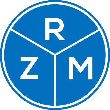Beyaz arkaplanda RZM harf logosu tasarımı. RZM yaratıcı daire harfi logosu konsepti. RZM harf tasarımı.