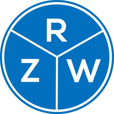 Beyaz arka planda RZW harf logosu tasarımı. RZW yaratıcı daire harfi logosu konsepti. RZW harf tasarımı.