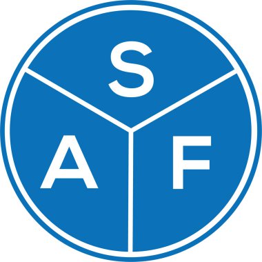Beyaz arka planda SAF harf logosu tasarımı. SAF yaratıcı daire harfi logosu konsepti. SAF harf tasarımı.