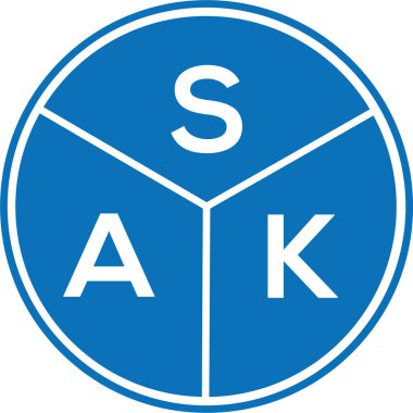 Beyaz arka planda SAK harfi logo tasarımı. SAK yaratıcı daire harfi logosu. SAK harf tasarımı.