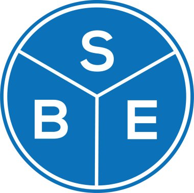 Beyaz arka planda SBE harf logosu tasarımı. SBE yaratıcı daire harfi logosu. SBE harf tasarımı.