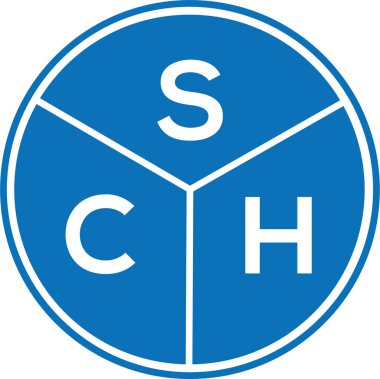 Beyaz arkaplanda SCH harf logosu tasarımı. SCH yaratıcı daire harfi logosu. SCH harf tasarımı.