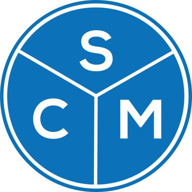 Beyaz arkaplanda SCM harf logosu tasarımı. SCM yaratıcı daire harfi logosu. SCM harf tasarımı.