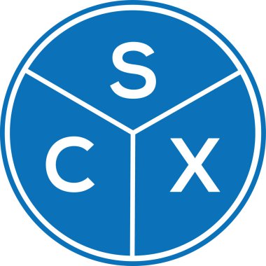Beyaz arkaplanda SCX harfli logo tasarımı. SCX yaratıcı daire harfi logosu. SCX harf tasarımı.