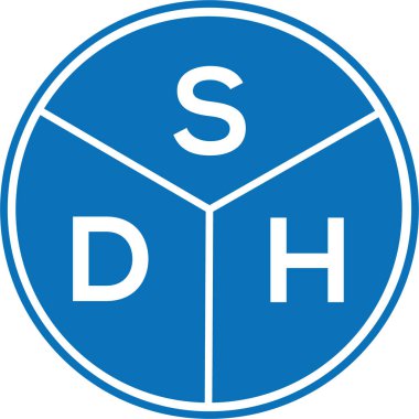 Beyaz arkaplanda SDH harf logosu tasarımı. SDH yaratıcı daire harfi logosu konsepti. SDH harf tasarımı.
