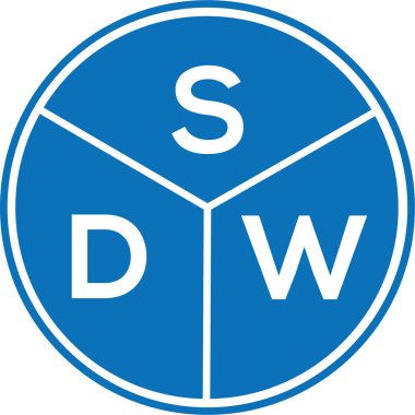 Beyaz arkaplanda SDW harf logosu tasarımı. SDW yaratıcı daire harfi logosu konsepti. SDW harf tasarımı.