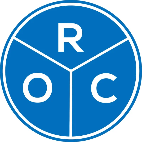 Beyaz arkaplanda ROC harf logosu tasarımı. ROC yaratıcı daire harfi logosu. ROC harf tasarımı.