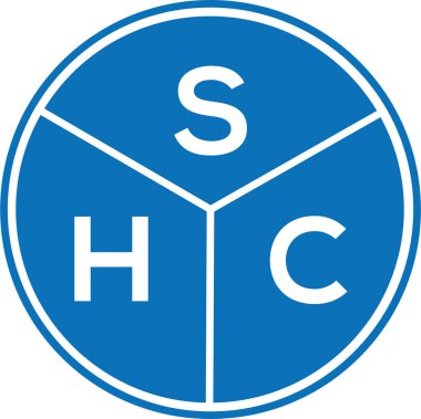Beyaz arka planda SHC harf logosu tasarımı. SHC yaratıcı harflerin baş harfleri logo kavramı. SHC harf tasarımı.
