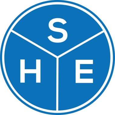 Beyaz arka planda She harfi logo tasarımı. Yaratıcı harflerin baş harfleri logo kavramı. HE harf tasarımı.