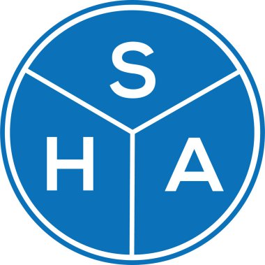Beyaz arka planda SHA mektup logosu tasarımı. SHA yaratıcı harflerin baş harfleri logo kavramı. SHA harf tasarımı.