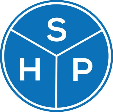 Beyaz arkaplanda SHP harf logosu tasarımı. SHP yaratıcı harflerin baş harfleri logo kavramı. SHP harf tasarımı.