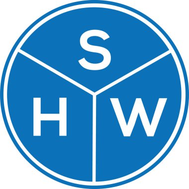 Beyaz arkaplanda SHW harf logosu tasarımı. SHW yaratıcı harflerin baş harfleri logo kavramı. SHW harf tasarımı.