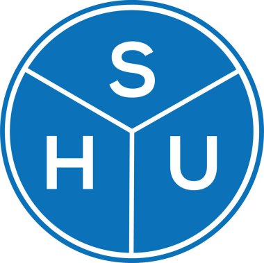SHU 'nun beyaz arka planda harf logosu tasarımı. SHU yaratıcı harf logosu konsepti. SHU harf tasarımı.