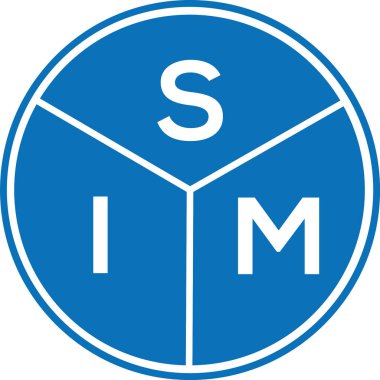 Beyaz arkaplanda SIM harf logosu tasarımı. SIM yaratıcı harf logosu konsepti. SIM harf tasarımı.
