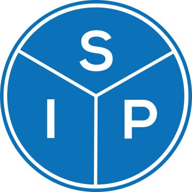 Beyaz arkaplanda SIP harf logosu tasarımı. SIP yaratıcı harf logosu konsepti. SIP harf tasarımı.