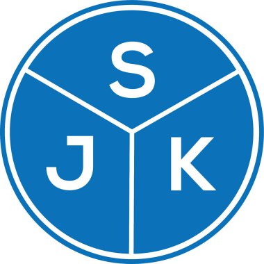 Beyaz arkaplanda SJK harf logosu tasarımı. SJK yaratıcı harflerin baş harfleri logo kavramı. SJK harf tasarımı.