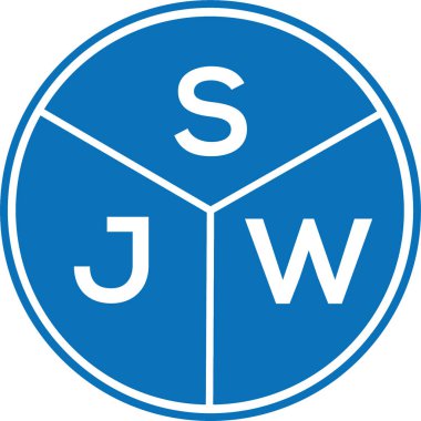 Beyaz arkaplanda SJW harf logosu tasarımı. SJW yaratıcı harflerin baş harfleri logo kavramı. SJW harf tasarımı.