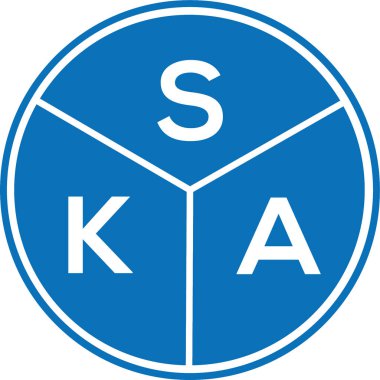 Beyaz arka planda SKA harf logosu tasarımı. SKA yaratıcı harflerin baş harfleri logo kavramı. SKA harf tasarımı.