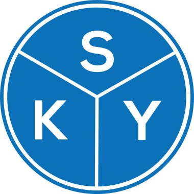 Beyaz arkaplanda SKY harf logosu tasarımı. SKY yaratıcı harflerin baş harfleri logo kavramı. SKY harf tasarımı.