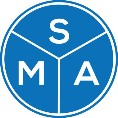 Beyaz arka planda SMA harfi logo tasarımı. SMA yaratıcı harflerin baş harfleri logo kavramı. SMA harf tasarımı.