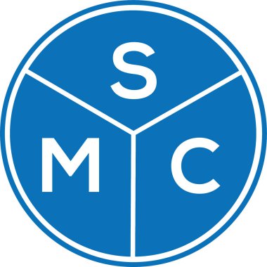 Beyaz arkaplanda SMC harf logosu tasarımı. SMC yaratıcı harflerin baş harfleri logo kavramı. SMC harf tasarımı.