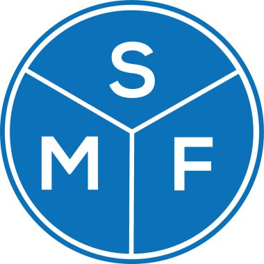 Beyaz arkaplanda SMF harf logosu tasarımı. SMF yaratıcı harflerin baş harfleri logo kavramı. SMF harf tasarımı.