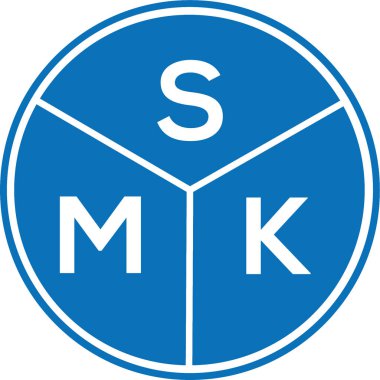 Beyaz arkaplanda SMK harf logosu tasarımı. SMK yaratıcı harflerin baş harfleri logo kavramı. SMK harf tasarımı.