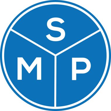 Beyaz arka planda SMP harfi logo tasarımı. SMP yaratıcı harflerin baş harfleri logo kavramı. SMP harf tasarımı.
