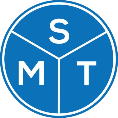 Beyaz arkaplanda SMT harf logosu tasarımı. SMT yaratıcı harflerin baş harfleri logo kavramı. SMT harf tasarımı.